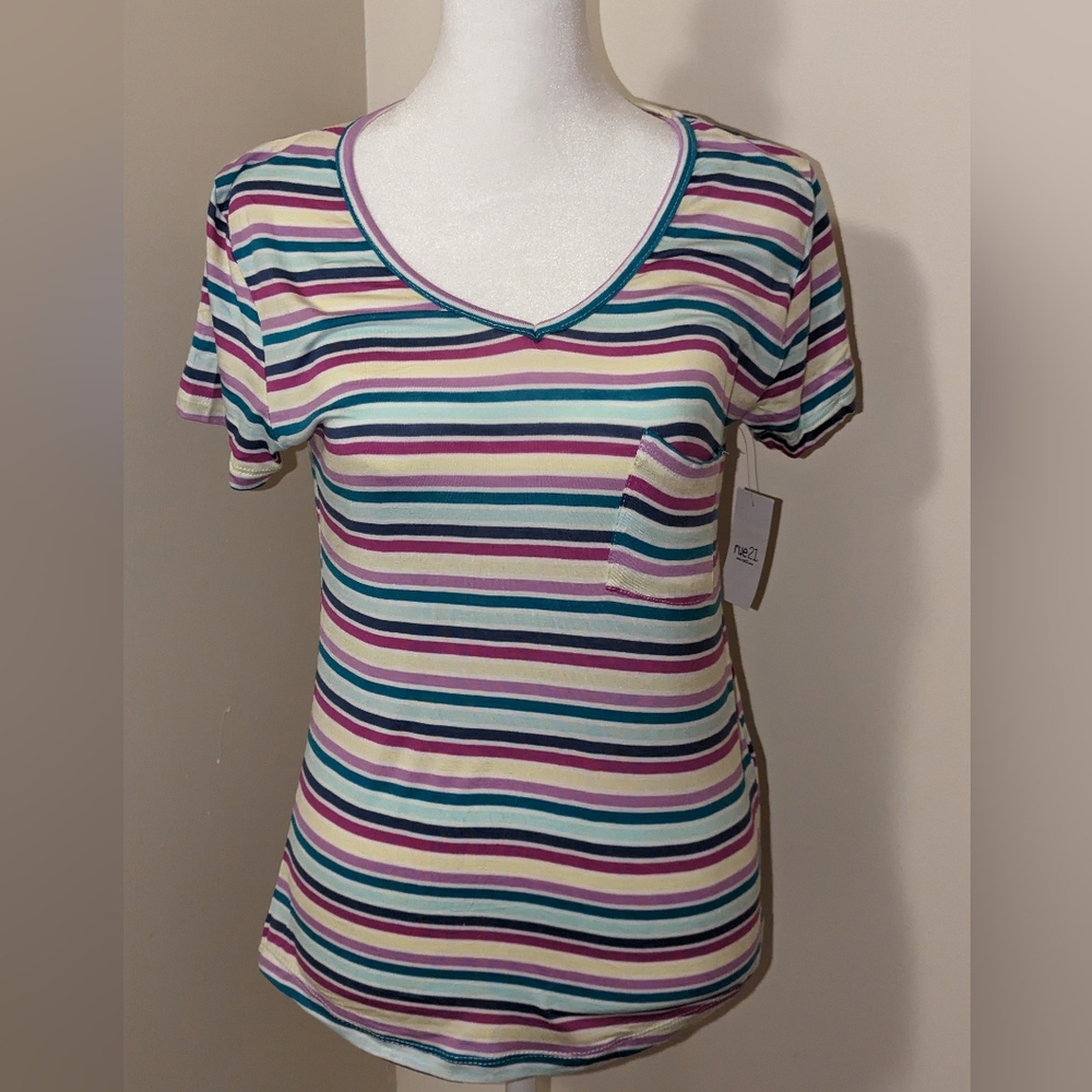 Striped Favorite V Neck Tee - NWT Sizes S, M